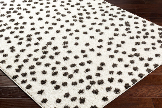 Tapis Shaggy à Pois Beige/Noir