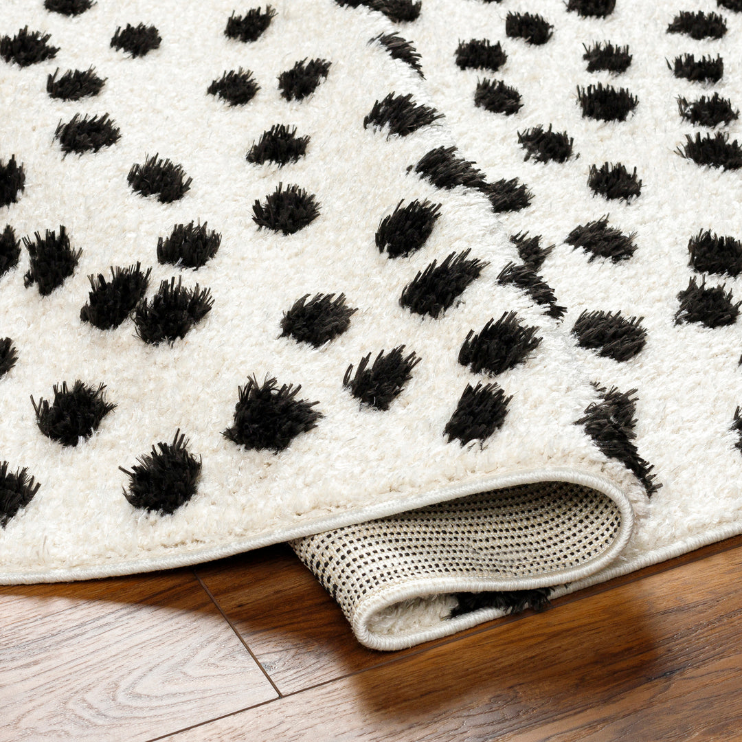 Tapis Shaggy à Pois Beige/Noir