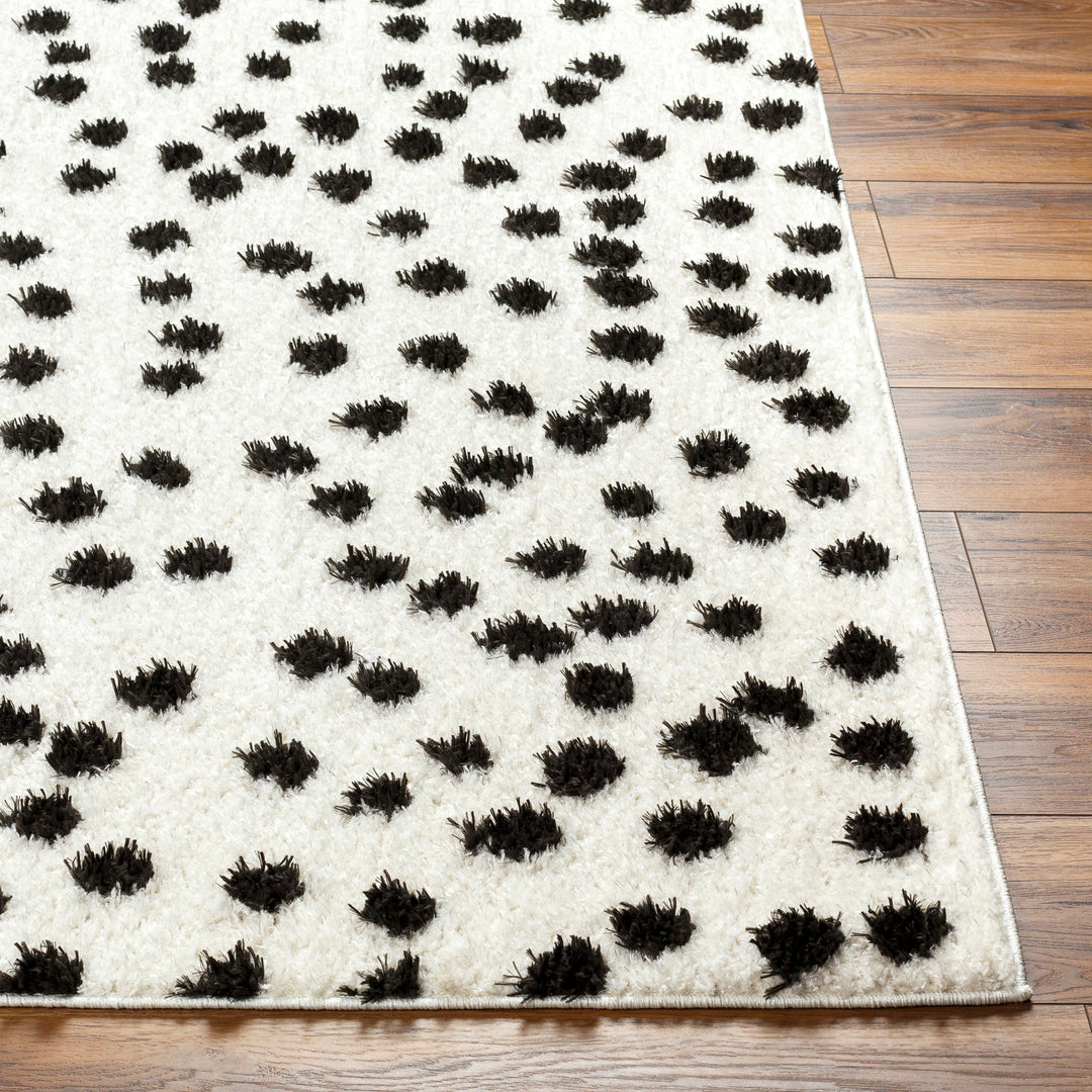 Tapis Shaggy à Pois Beige/Noir