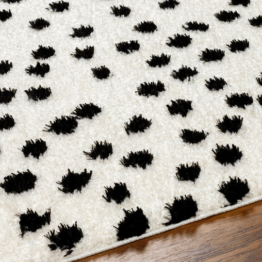 Tapis Shaggy à Pois Beige/Noir
