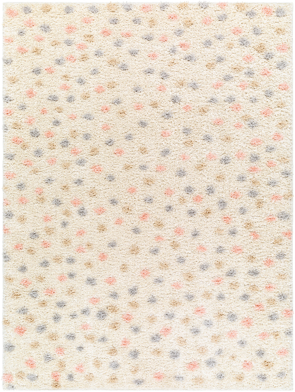 Tapis Shaggy à Pois Multicolore/Beige