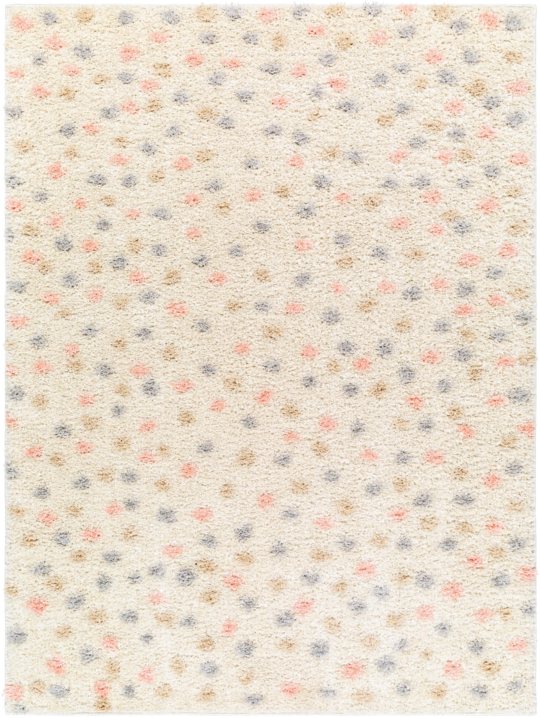 Tapis Shaggy à Pois Multicolore/Beige