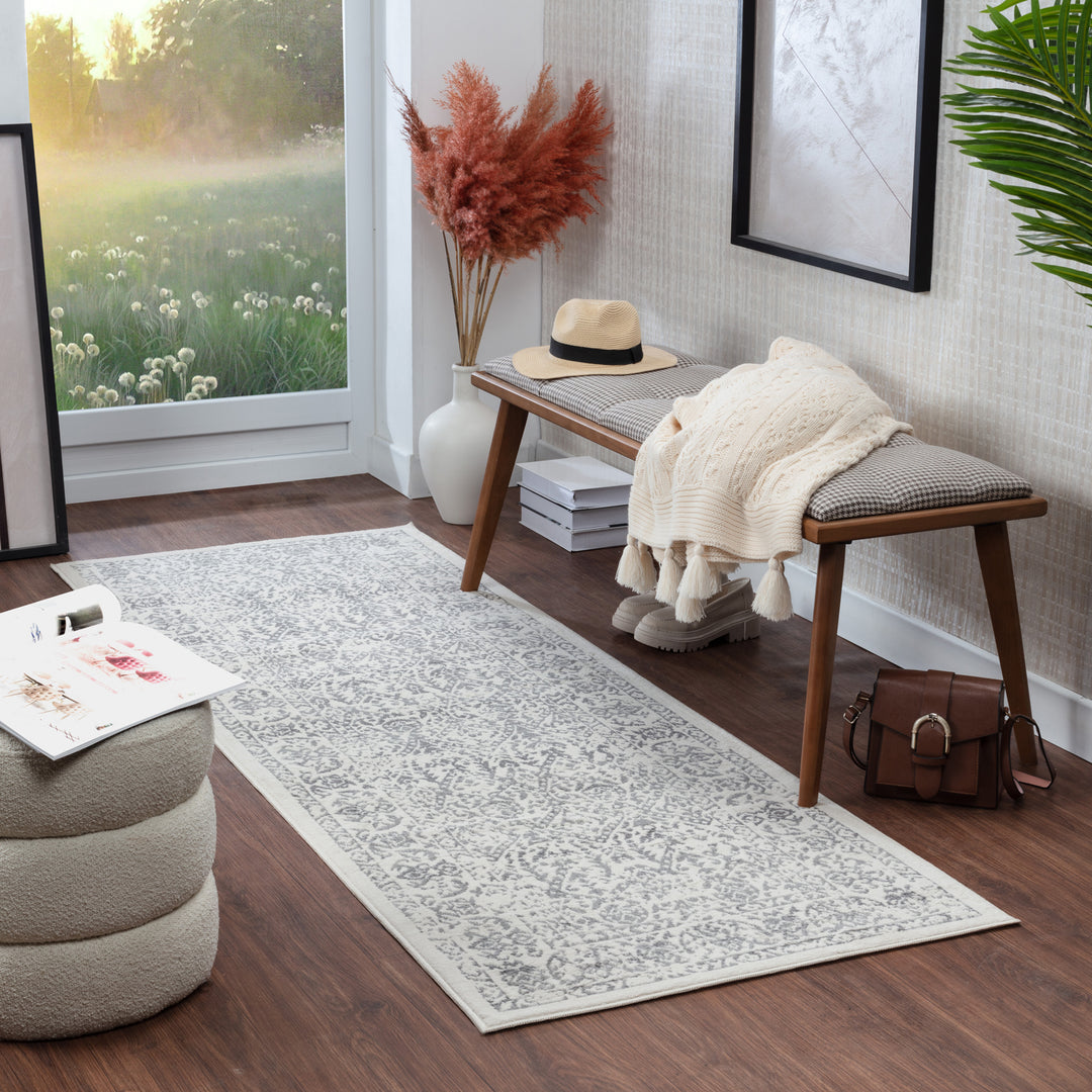 Set De 4 Tapis Gitans Lavables - Antidérapants, Couleur Unie Argent, Neufs Avec étiquettes
