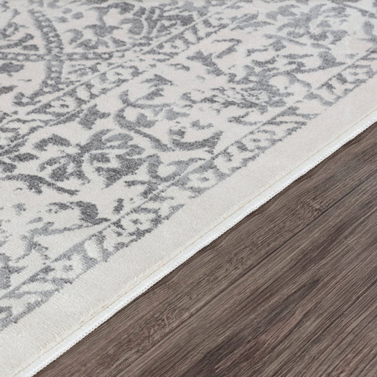Tapis Rond Vintage Oriental Blanc/Gris Rond Ejura