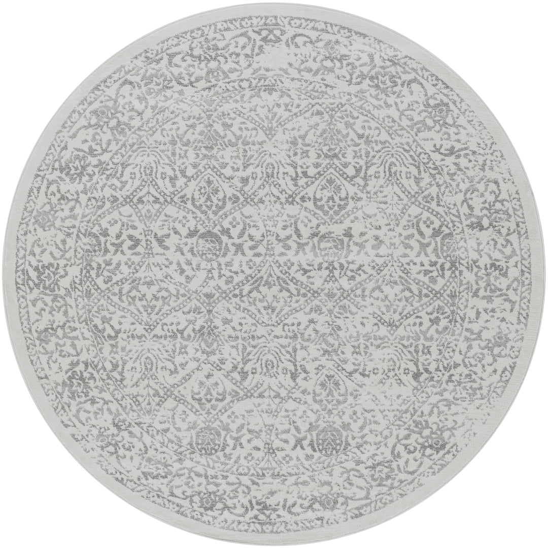 Tapis Rond Vintage Oriental Blanc/Gris Rond Ejura