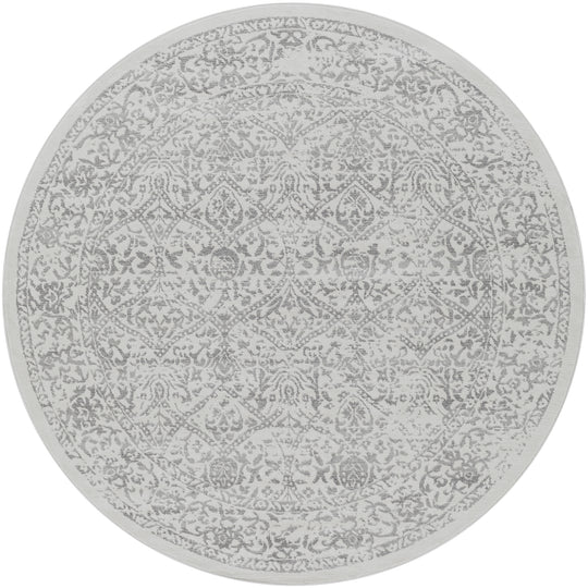 Tapis Rond Vintage Oriental Blanc/Gris Rond Ejura