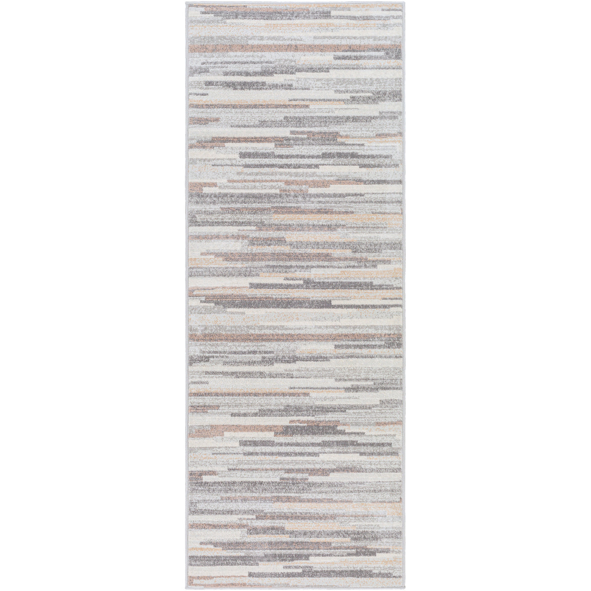 Tapis de couloir SURYA Maastricht scandinave, motif traits gris, brun clair et blanc, vue 2