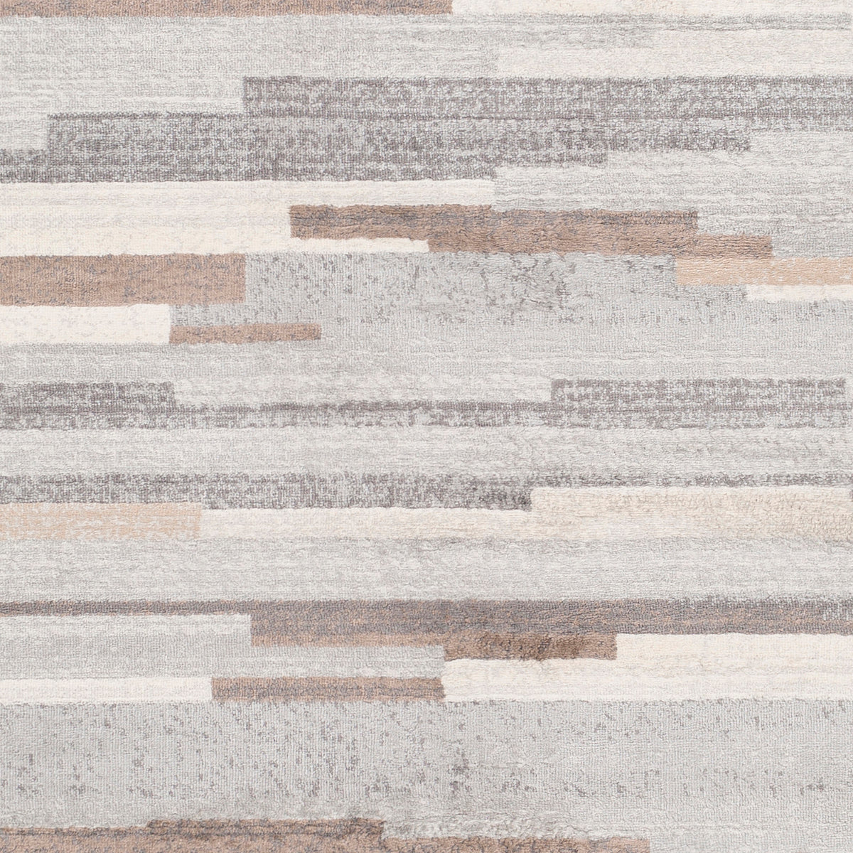 Tapis SURYA Maastricht scandinave, motif de bandes horizontales gris, brun clair et blanc, vue 7