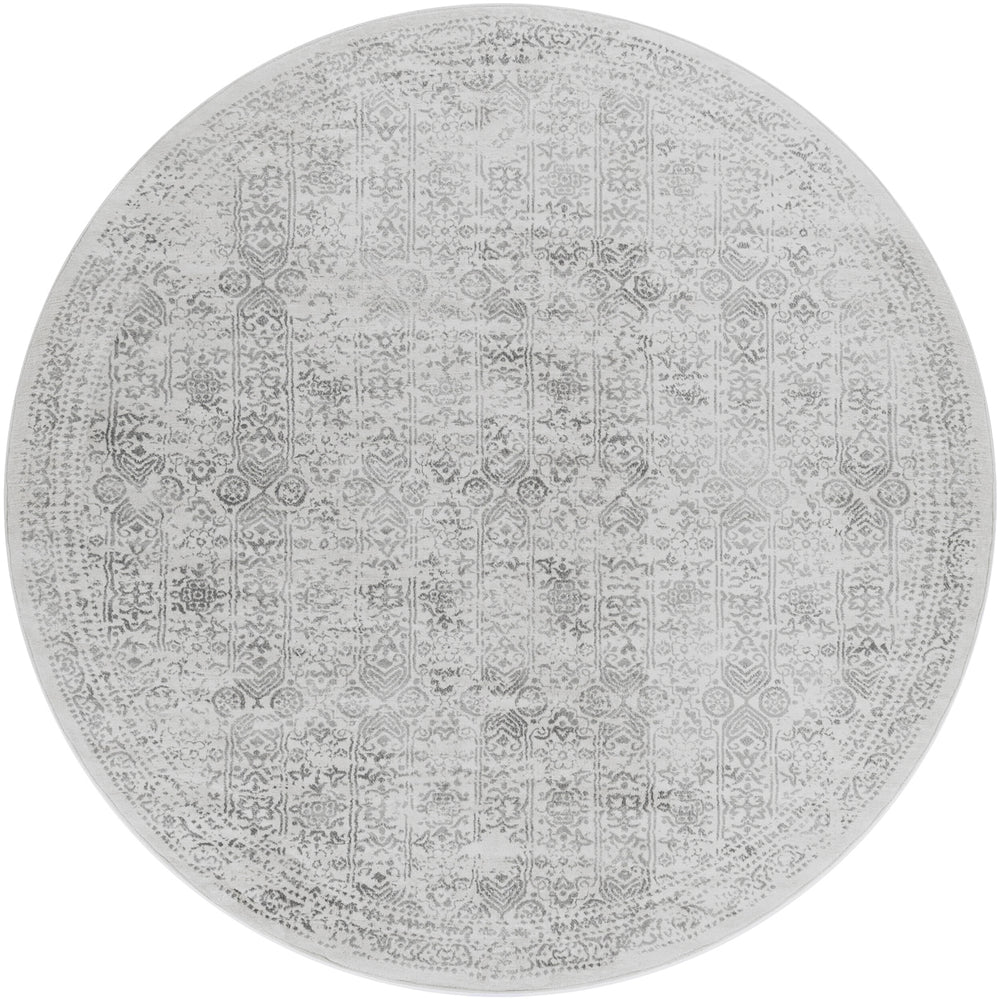Tapis Rond Vintage Oriental Ivoire/Gris Rond Ottawa
