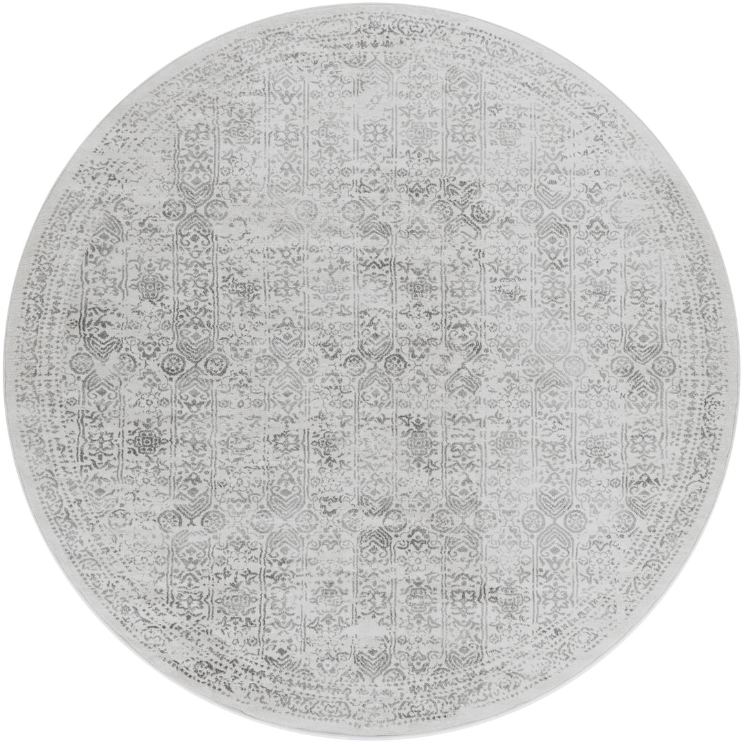 Tapis Rond Vintage Oriental Ivoire/Gris Rond Ottawa