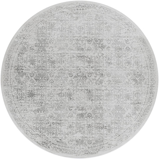 Tapis Rond Vintage Oriental Ivoire/Gris Rond Ottawa