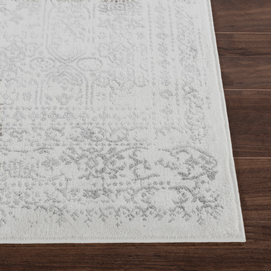 Tapis Rond Vintage Oriental Ivoire/Gris Rond Ottawa