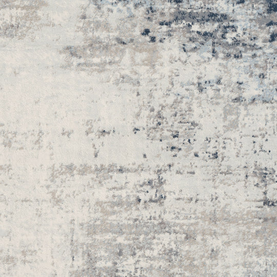 Tapis Rond Abstrait Moderne Ivoire/Gris/Bleu Rond