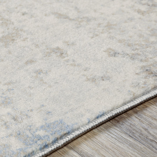 Tapis Rond Abstrait Moderne Ivoire/Gris/Bleu Rond