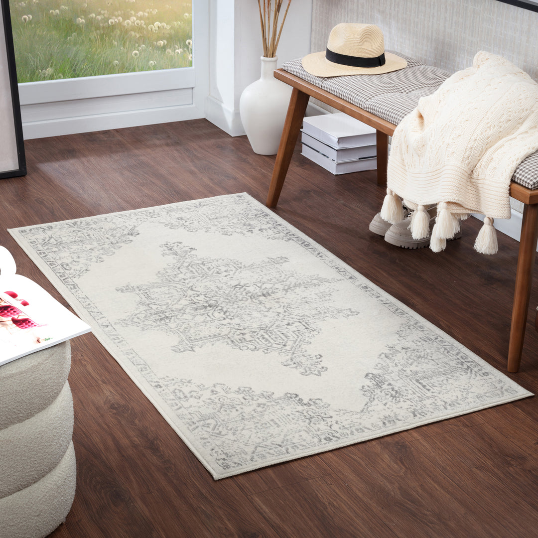 Tapis Vintage Oriental Blanc/Gris Kota