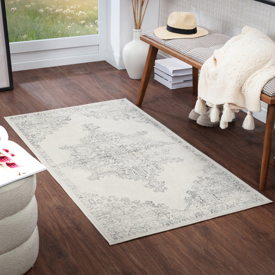 Tapis Vintage Oriental Blanc/Gris Kota