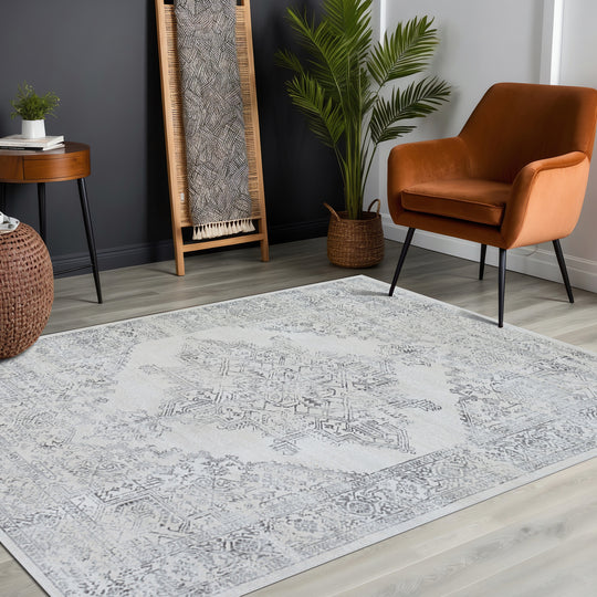 Tapis Vintage Oriental Blanc/Gris Kota