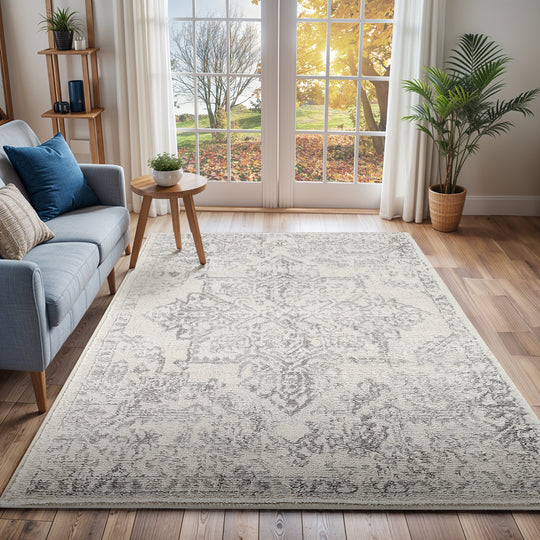 Tapis Vintage Oriental Blanc/Gris Kota