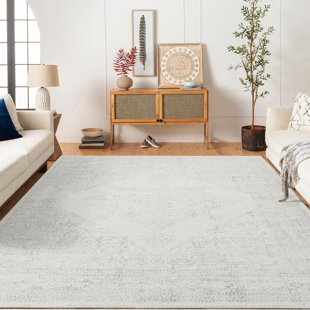Tapis Vintage Oriental Blanc/Gris Kota