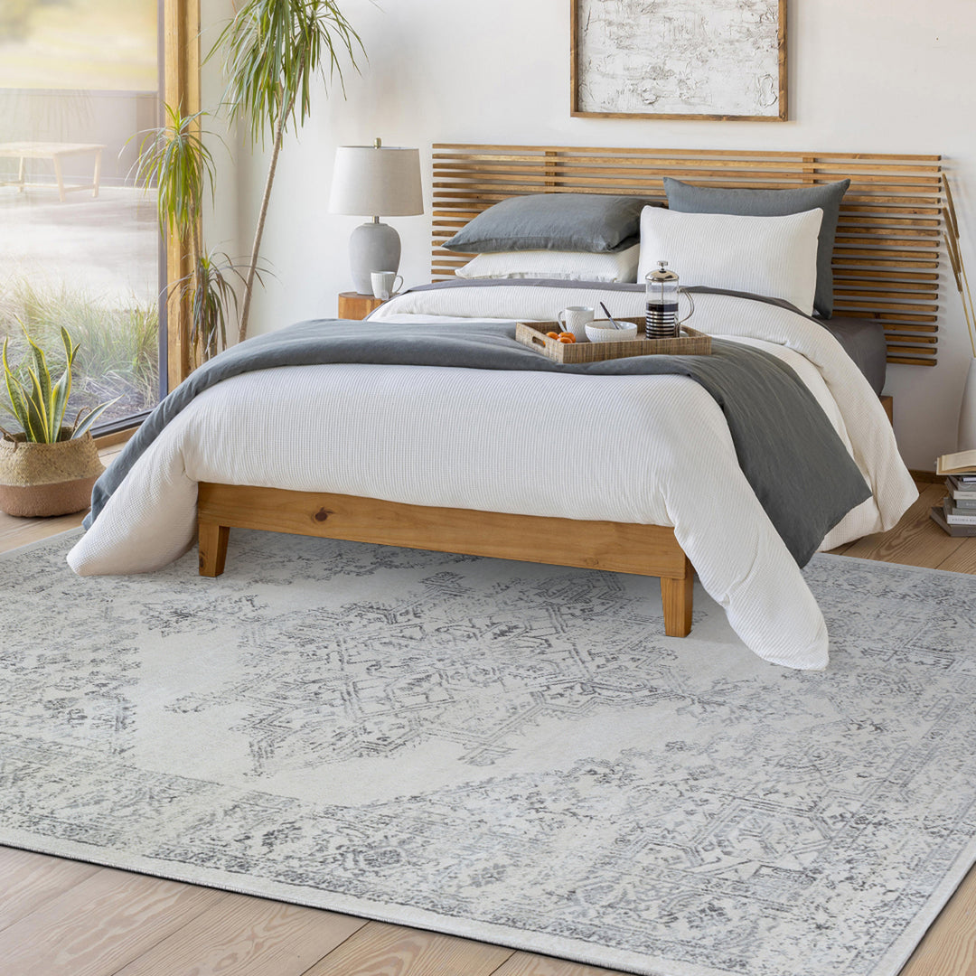 Tapis de Couloir Vintage Oriental Blanc/Gris Kota