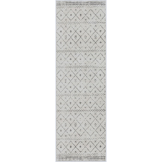 Tapis de Couloir Berbère Ethnique Blanc/Gris Lima