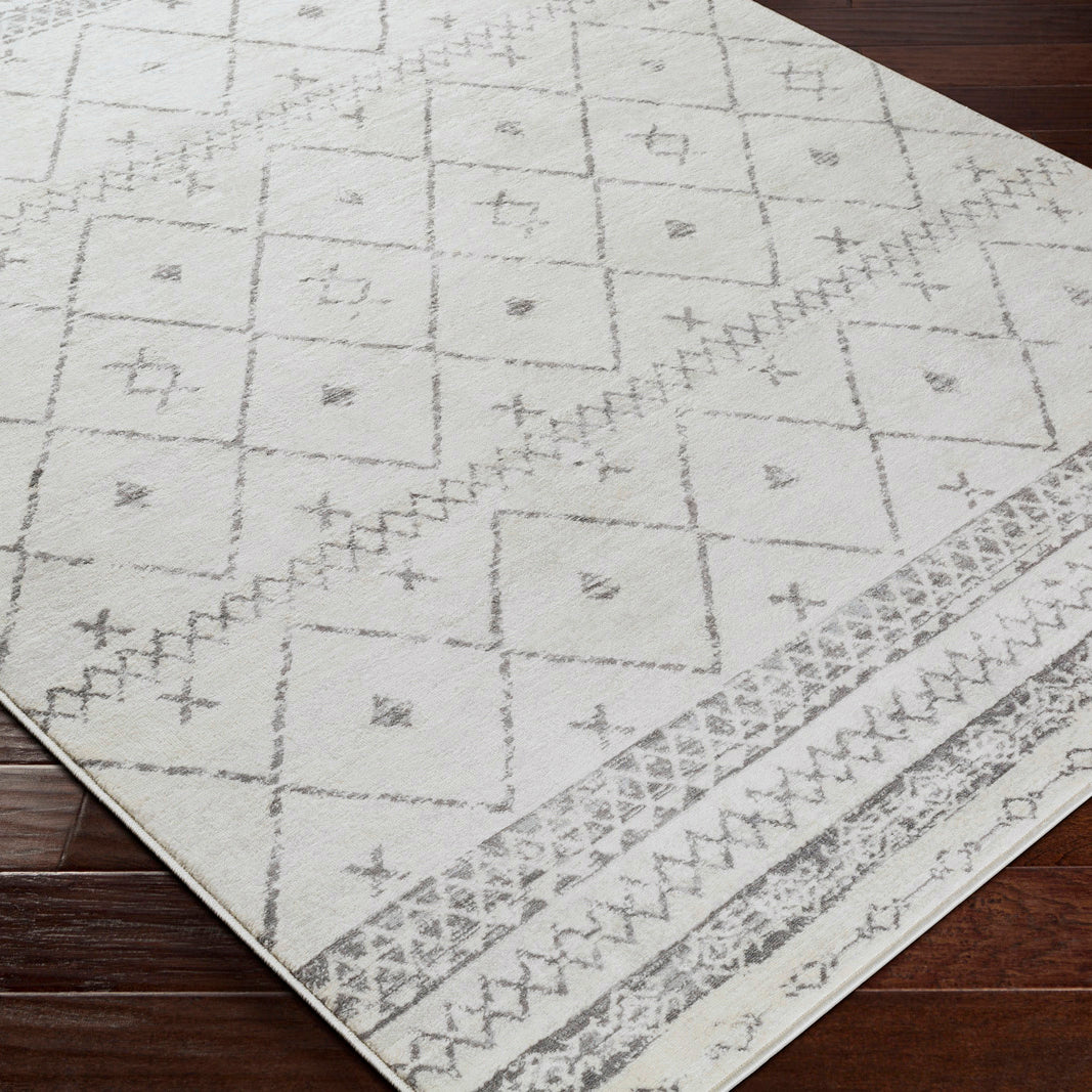 Tapis de Couloir Berbère Ethnique Blanc/Gris Lima