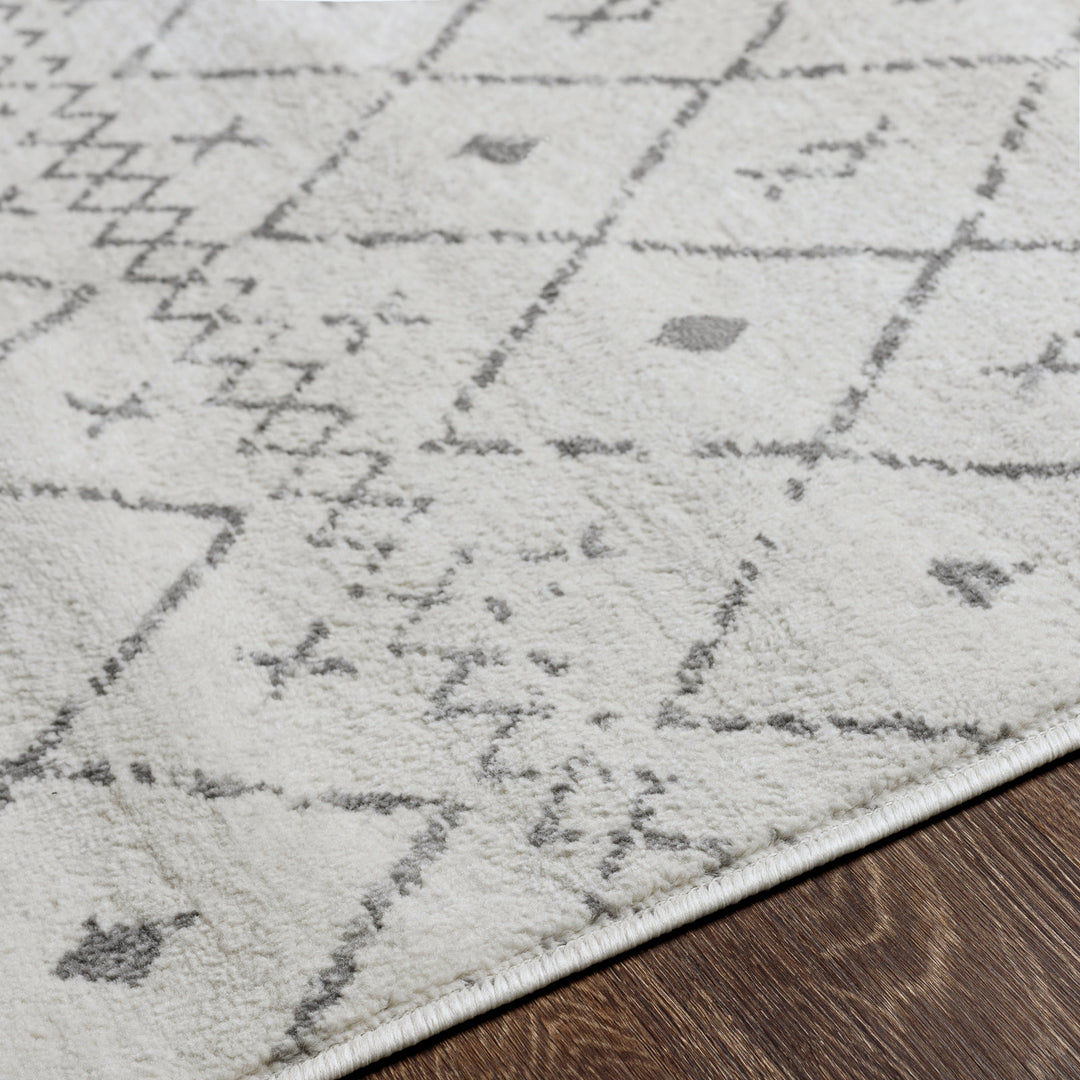 Tapis de Couloir Berbère Ethnique Blanc/Gris Lima