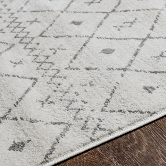 Tapis de Couloir Berbère Ethnique Blanc/Gris Lima