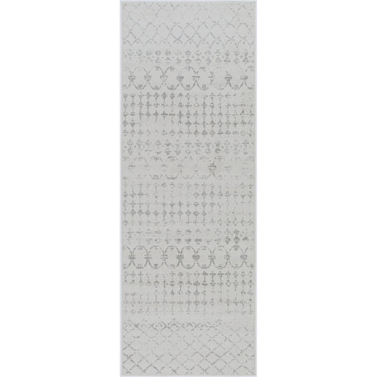 Tapis de Couloir Berbère Ethnique Blanc/Gris Lyon