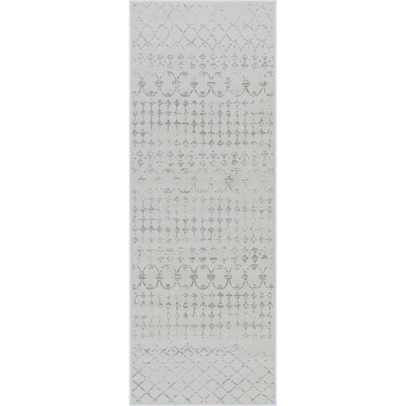 Tapis de Couloir Berbère Ethnique Blanc/Gris Lyon