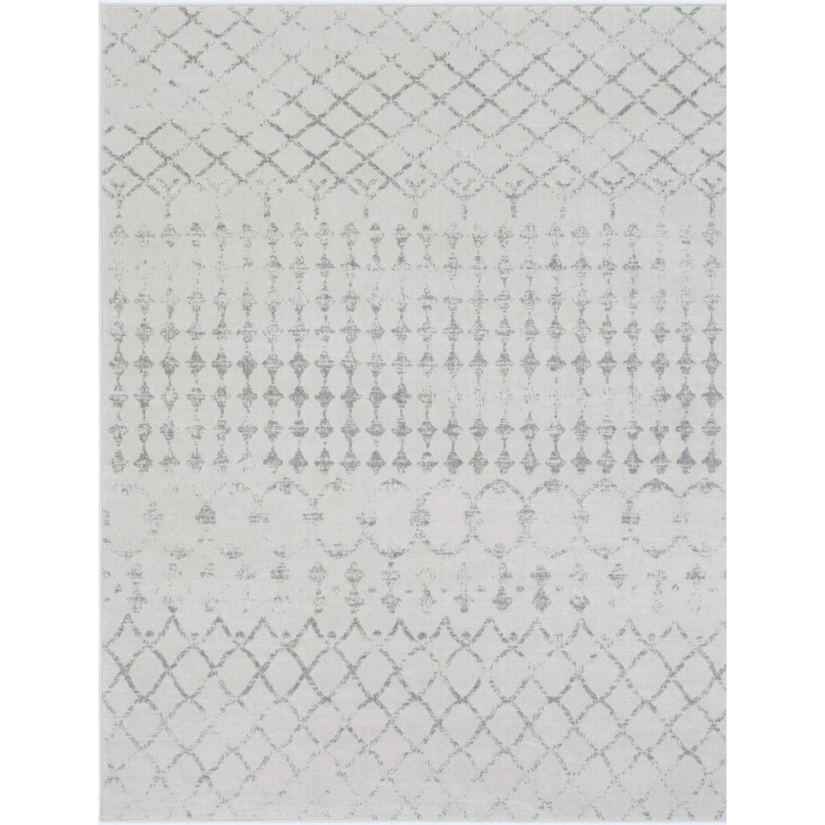 Tapis SURYA Sofia berbère, motif treillis de losanges gris sur fond blanc cassé, vue 7