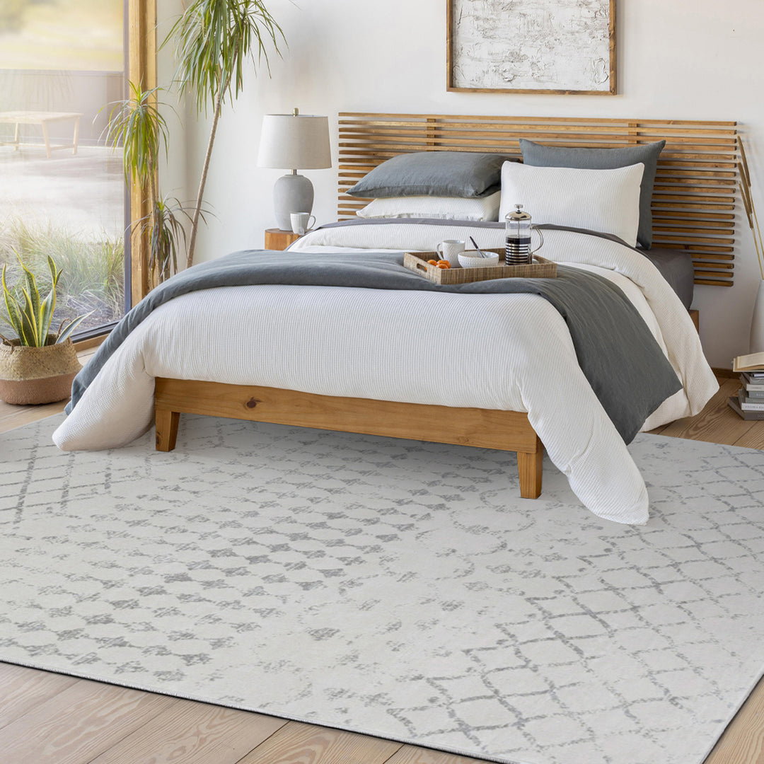 Tapis Berbère Ethnique Blanc/Gris Lyon