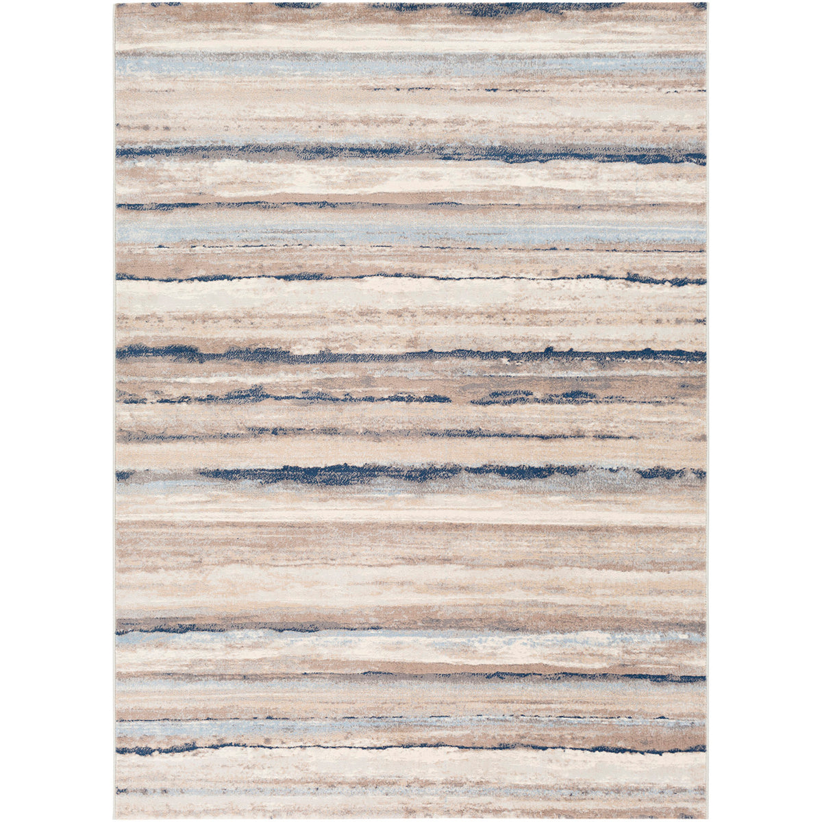 Tapis SURYA Dusel scandinave, motif rayures horizontales beige, crème et bleu, vue 11