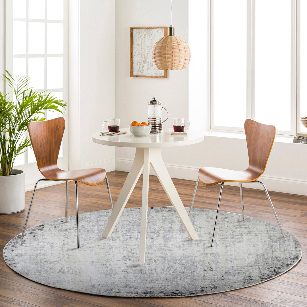 Tapis Rond Abstrait Utrecht Moderne Blanc/Gris Rond
