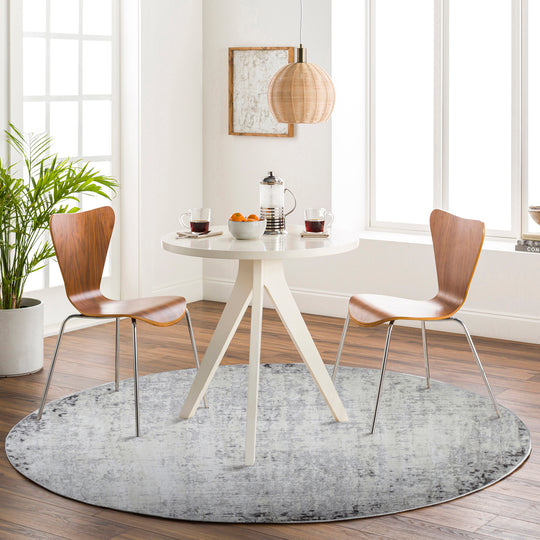 Tapis Rond Abstrait Utrecht Moderne Blanc/Gris Rond