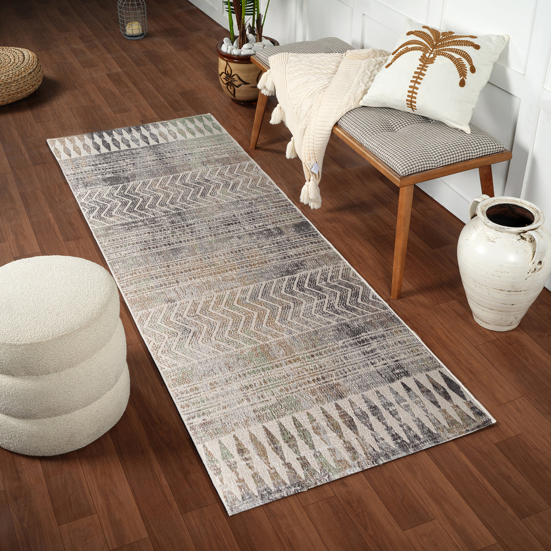 Tapis de Couloir Scandinave Bohème Gris/Brun Mykonos