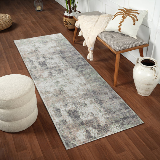 Tapis de Couloir Abstrait Moderne Gris/Brun Jaito