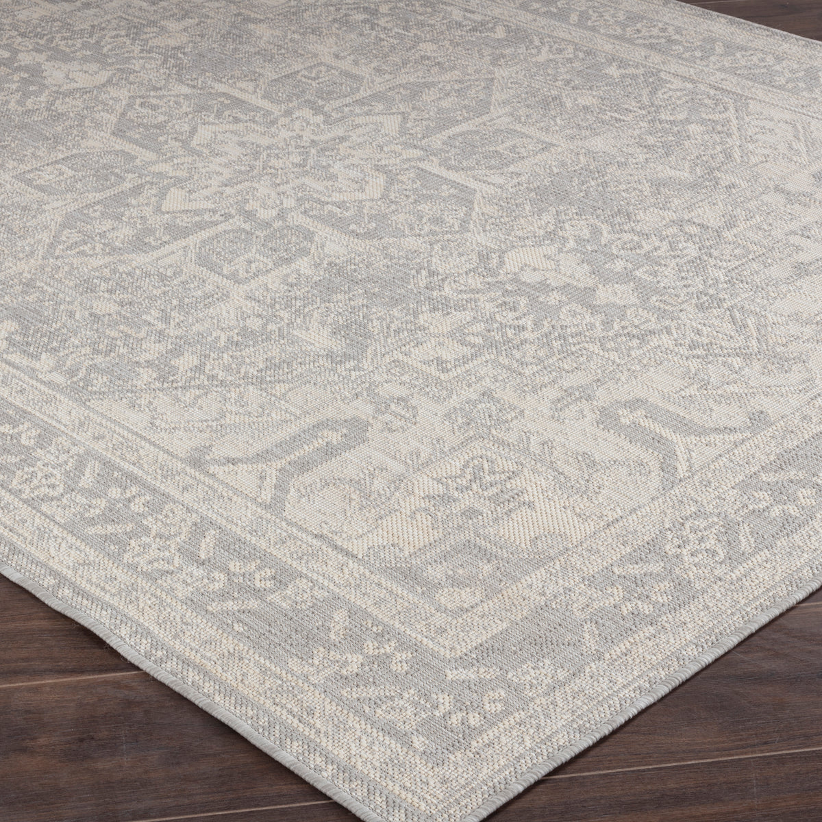 Tapis SURYA Ballarat extérieur oriental, motif médaillon en relief, gris, ivoire et beige, vue 6