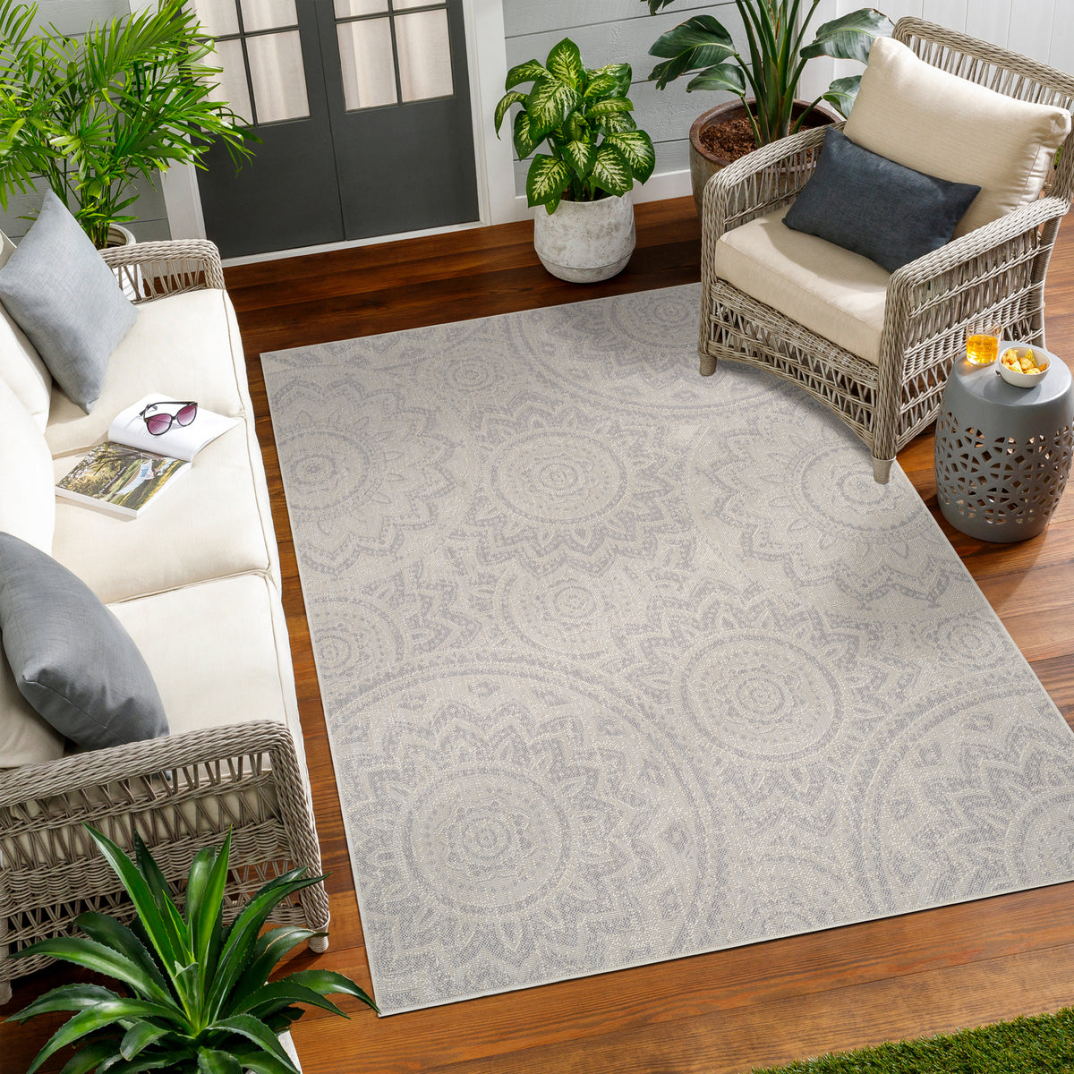 Tapis d'Extérieur/Intérieur Gris/Ivoire 3 Bendigo