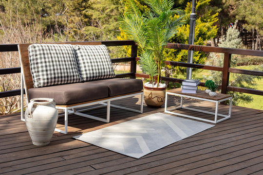 Tapis d'Extérieur/Intérieur Gris/Ivoire  Hino