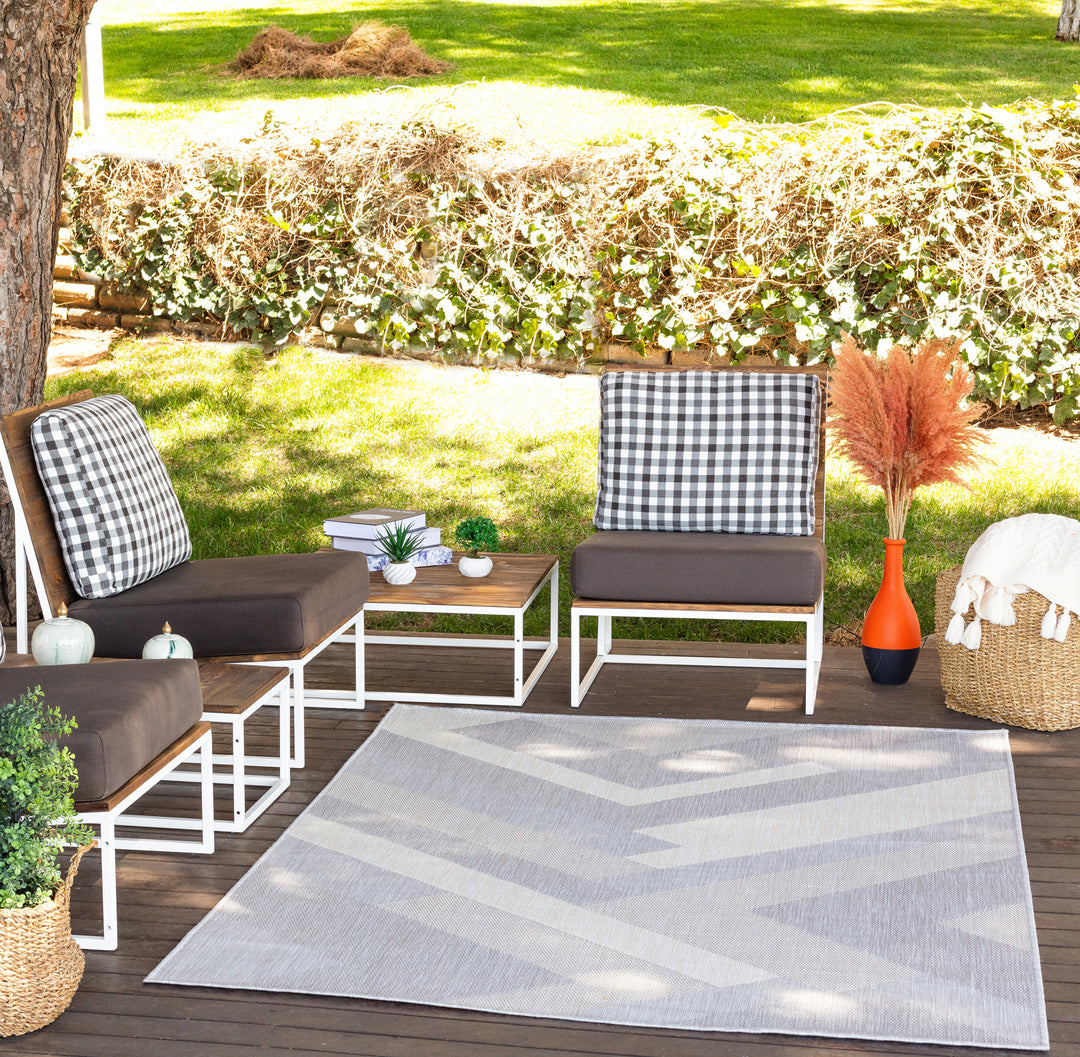 Tapis d'Extérieur/Intérieur Gris/Ivoire  Hino