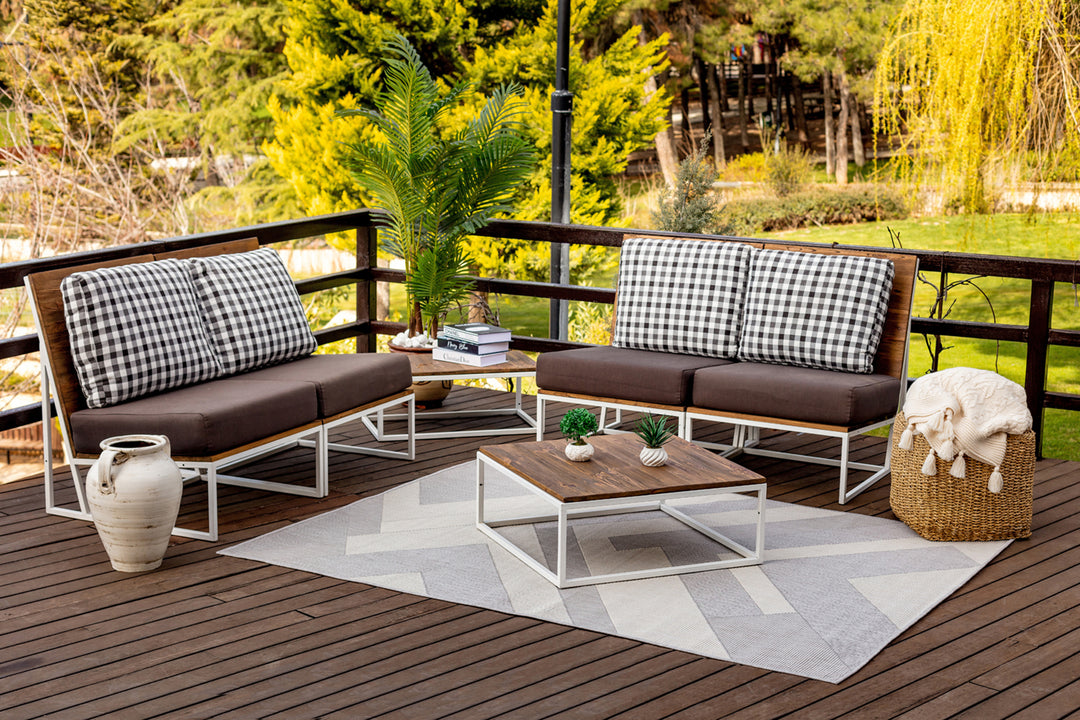 Tapis d'Extérieur/Intérieur Gris/Ivoire  Hino