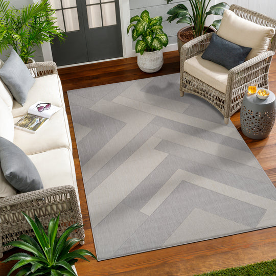 Tapis d'Extérieur/Intérieur Gris/Ivoire  Hino