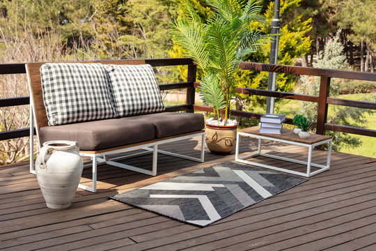HINO Tapis d'Extérieur/Intérieur Gris/Ivoire 80x150