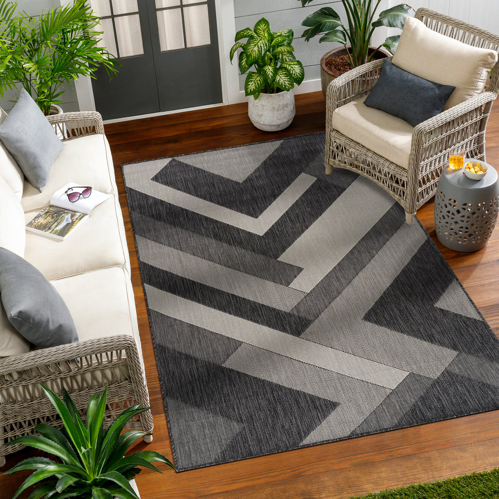HINO Tapis d'Extérieur/Intérieur Gris/Ivoire 160x213