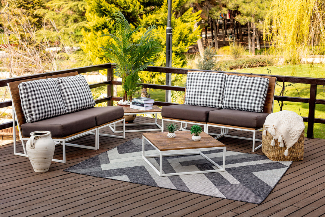 HINO Tapis d'Extérieur/Intérieur Gris/Ivoire 160x213