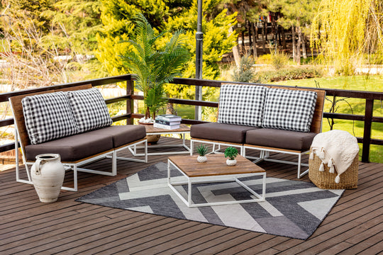 HINO Tapis d'Extérieur/Intérieur Gris/Ivoire 120x170