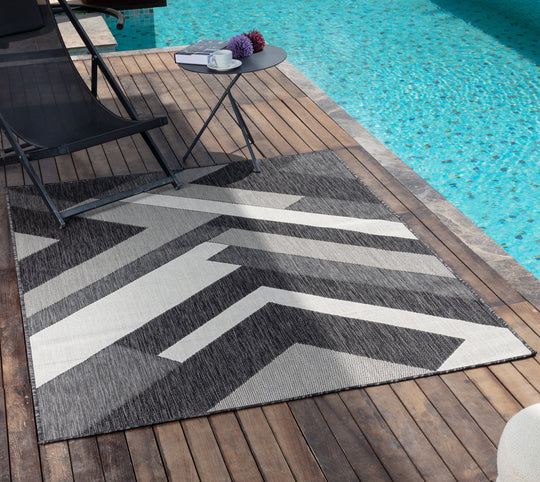 HINO Tapis d'Extérieur/Intérieur Gris/Ivoire 120x170