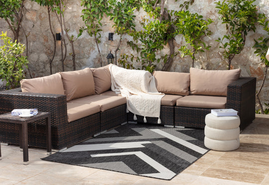 HINO Tapis d'Extérieur/Intérieur Gris/Ivoire 160x213