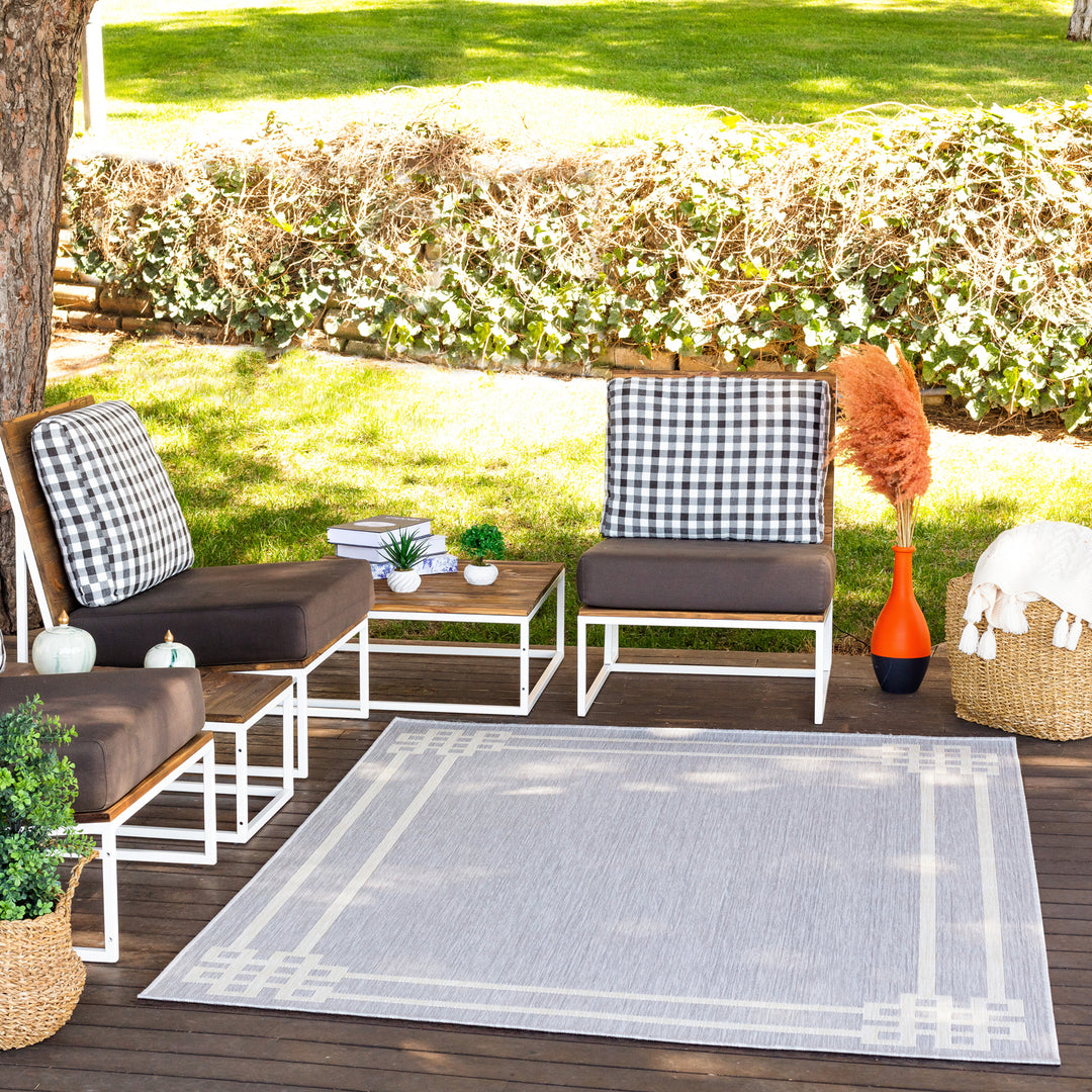 Tapis d'Extérieur/Intérieur Gris/Ivoire  Heerlen